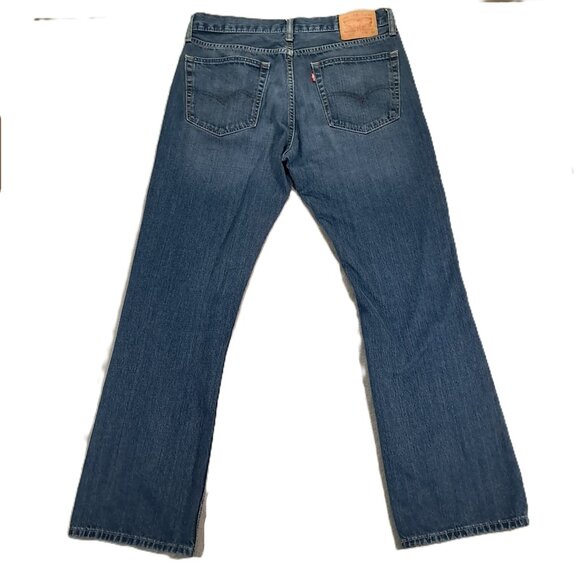 Levis 527 Jeans Mens 35x32, Tag 36x34 Boot Cut Whiskers Blue Denim Western - Picture 2 of 14